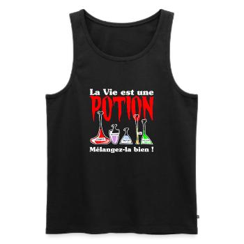 Cadeau Magique : Agitez la Potion ! - Débardeur bio Premium Homme - noir - Devant - Michal (187cm)