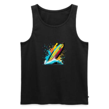 Surfbrett - Männer Premium Bio Tank Top - Schwarz - Vorne - AI Model Male 178 light (178cm)