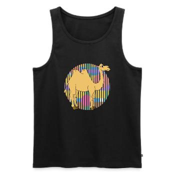 Kamel - Männer Premium Bio Tank Top - Schwarz - Vorne - AI Model Male 178 light (178cm)