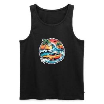 surf plage palmier soleil vacances - Débardeur bio Premium Homme - noir - Devant - Michal (187cm)
