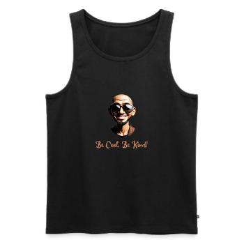 'Be Cool, Be Kind' Happy Guy with Shades T-Shirt - Men's Premium Organic Tank Top - black - Front - AI Model Male 178 light (178cm)