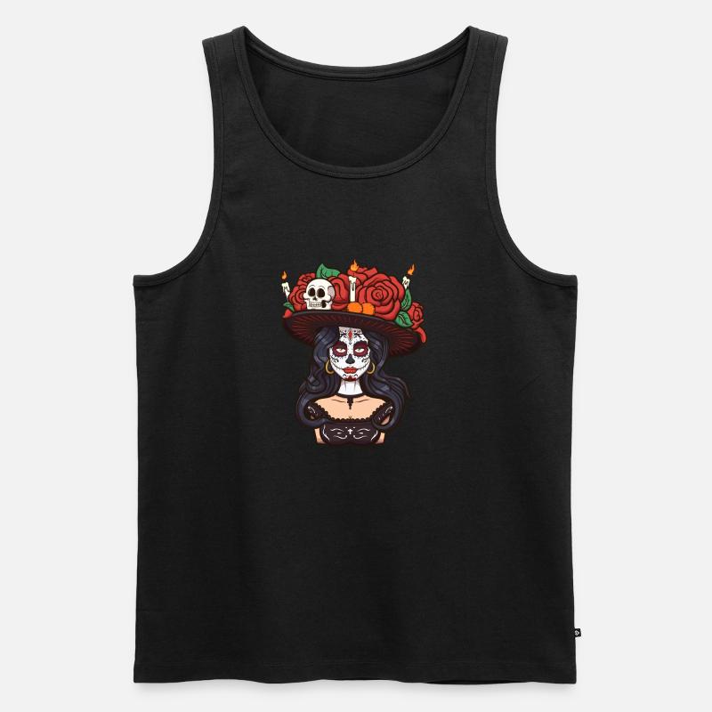 Sugar Skull Mädchen - Männer Premium Bio Tank Top - Schwarz