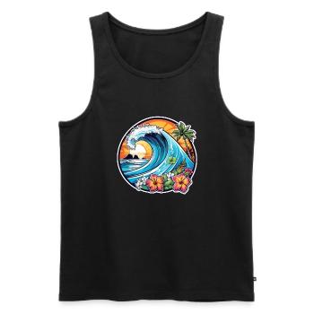 Surfing Beach Palm Tree Sunshine Holidays - Men's Premium Organic Tank Top - black - Front - Michal (187cm)