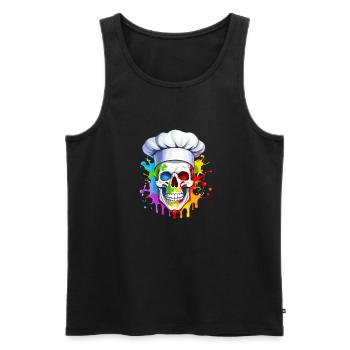 Totenkopf mit Haube - Männer Premium Bio Tank Top - Schwarz - Vorne - AI Model Male 178 light (178cm)