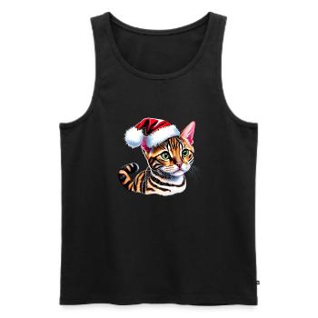 Chaton de Noël chat du Bengale Chaton du Bengale - Débardeur bio Premium Homme - noir - Devant - AI Model Male 178 light (178cm)