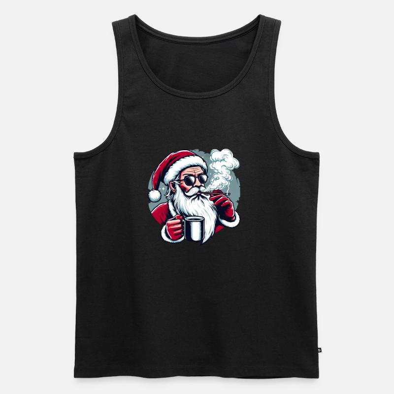 Räuchernder Weihnachtsmann - Männer Premium Bio Tank Top - Schwarz