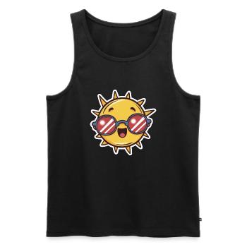 dessin de soleil chibi kawaii - Débardeur bio Premium Homme - noir - Devant - AI Model Male 178 light (178cm)