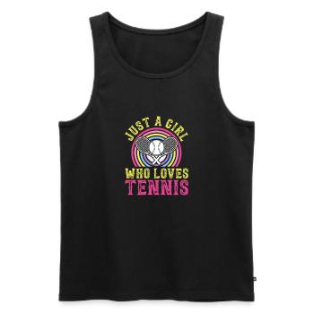 Juste une fille qui aime le tennis - Débardeur bio Premium Homme - noir - Devant - Michal (187cm)