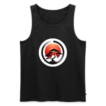 Red Sunset Bonsai Enso Circle - Men's Premium Organic Tank Top - black - Front - AI Model Male 178 light (178cm)