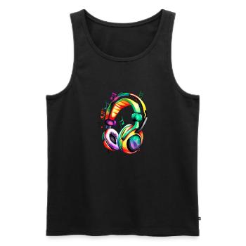 Headphones, Singers, Vocals, Musicians, Gamers, Listen to Music - Men's Premium Organic Tank Top - black - Front - Michal (187cm)