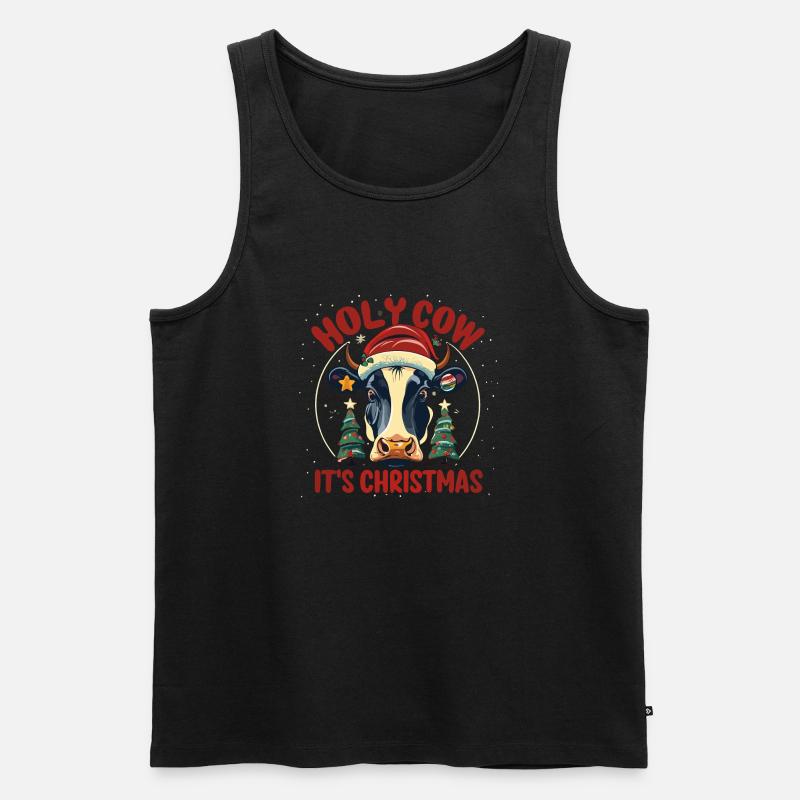 Festliche Weihnachtskuh - Männer Premium Bio Tank Top - Schwarz