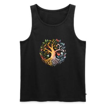 Lebensbaum Yoga Baum des Lebens Meditation - Männer Premium Bio Tank Top - Schwarz - Vorne - Michal (187cm)