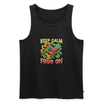 Keep Calm and Frog on - Débardeur bio Premium Homme - noir - Devant - AI Model Male 178 light (178cm)