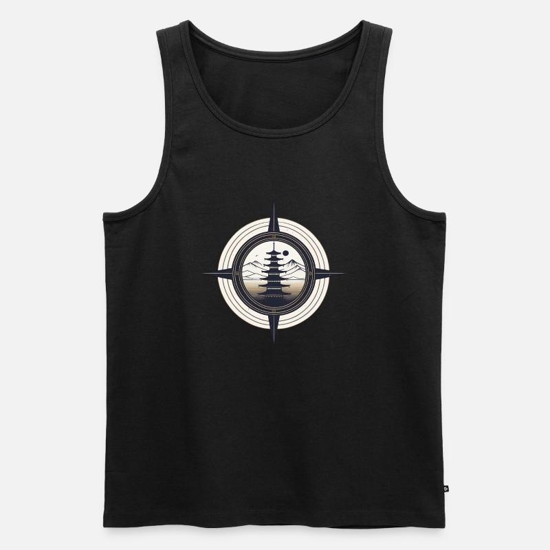 Der leitende Kompass des Zen-Tempels - Männer Premium Bio Tank Top - Schwarz