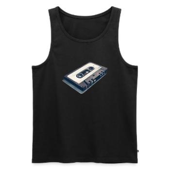 Musique et cassette rétro des années 90 - Débardeur bio Premium Homme - noir - Devant - AI Model Male 178 light (178cm)