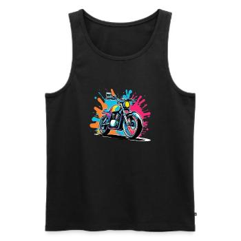 moto vintage style retro - graffiti - Débardeur bio Premium Homme - noir - Devant - Michal (187cm)