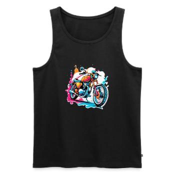 moto vintage style retro - graffiti - Débardeur bio Premium Homme - noir - Devant - Michal (187cm)