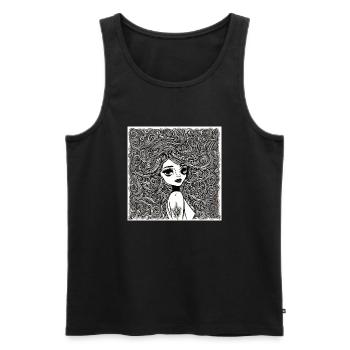 Hairstyle #1 - Men's Premium Organic Tank Top - black - Front - AI Model Male 178 light (178cm)