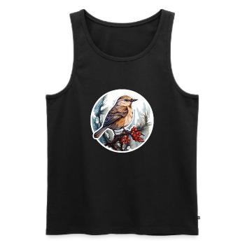 Vogel im Winter - Männer Premium Bio Tank Top - Schwarz - Vorne - AI Model Male 178 light (178cm)