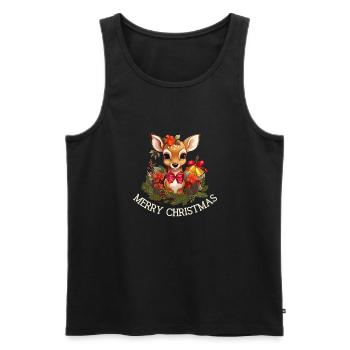 Christmas Deer T-Shirt on Dark - Men's Premium Organic Tank Top - black - Front - Michal (187cm)