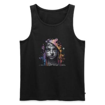 Graffiti Street Art Spray Vintage Stencil Retro - Men's Premium Organic Tank Top - black - Front - AI Model Male 178 light (178cm)