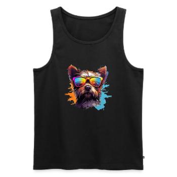 Cooler Hund mit Sonnenbrille Hunde Design - Männer Premium Bio Tank Top - Schwarz - Vorne - AI Model Male 178 light (178cm)