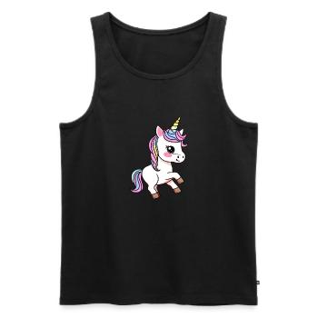 buntes Einhorn Fabeltier Mädchen süße Einhörner - Männer Premium Bio Tank Top - Schwarz - Vorne - Michal (187cm)