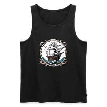 Pirate Ship / Boat / Sea / Ocean / Waves - Men's Premium Organic Tank Top - black - Front - Michal (187cm)