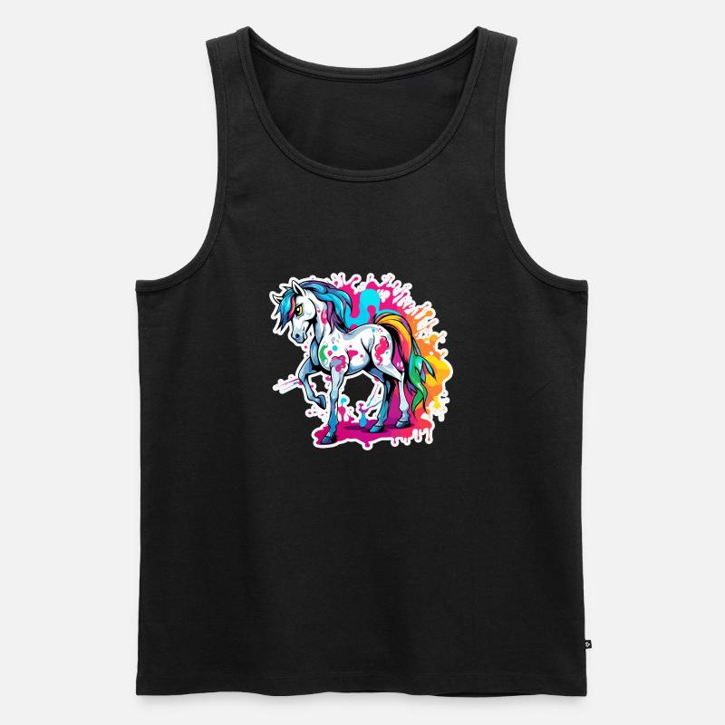 Pony / Pferd / Tier / reiten / Mähne / Stall - Männer Premium Bio Tank Top - Schwarz