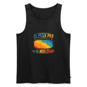 Je Peux Pas J'ai Mon Chat - Débardeur bio Premium Homme - noir - Devant - AI Model Male 178 light (178cm)