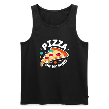 Pizza in meinem Kopf - Männer Premium Bio Tank Top - Schwarz - Vorne - Michal (187cm)