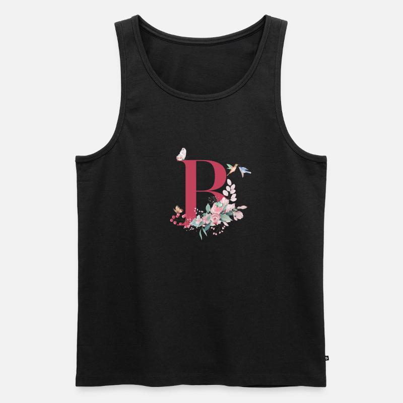 Buchstabe b floral - Geschenkidee - Männer Premium Bio Tank Top - Schwarz