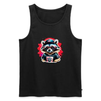 Cooler Waschbär mit Mütze und Brille - Männer Premium Bio Tank Top - Schwarz - Vorne - Michal (187cm)