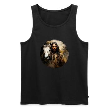 Les Sioux ont un lien profond avec la nature - Débardeur bio Premium Homme - noir - Devant - AI Model Male 178 light (178cm)