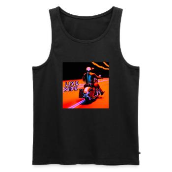 Rider and motorcycle rear view - modern outline - Men's Premium Organic Tank Top - black - Front - AI Model Male 178 light (178cm)