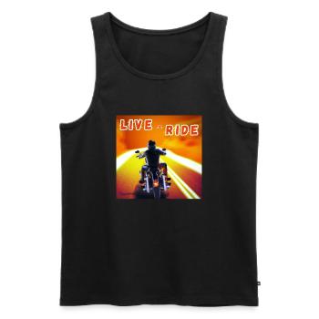 Rider and motorcycle rear view - modern outline - Men's Premium Organic Tank Top - black - Front - AI Model Male 178 light (178cm)