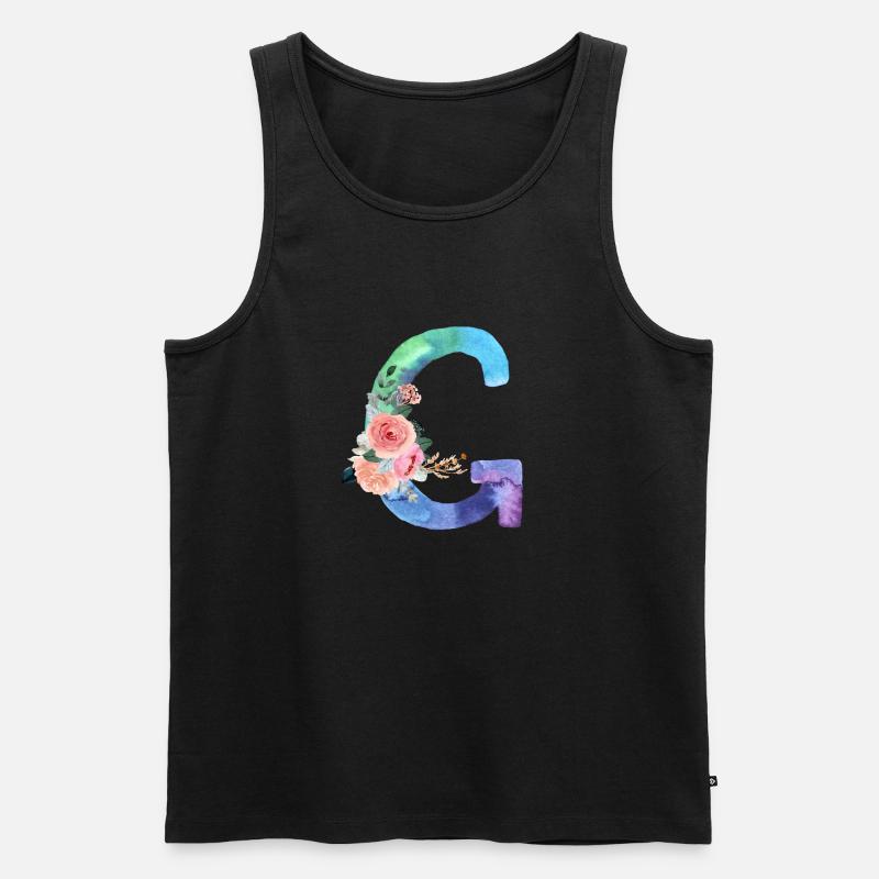 Buchstabe g Aquarell - Männer Premium Bio Tank Top - Schwarz