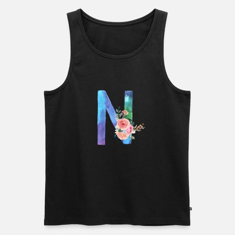 Buchstabe N Aquarell - Männer Premium Bio Tank Top - Schwarz