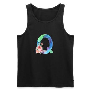 Buchstabe q Aquarell - Männer Premium Bio Tank Top - Schwarz - Vorne - AI Model Male 178 light (178cm)