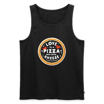 Liebe ist eine Pizza mit extra Käse - Männer Premium Bio Tank Top - Schwarz - Vorne - Michal (187cm)