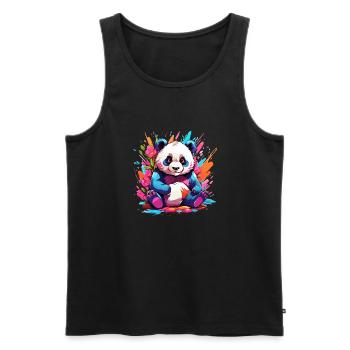 Colorful Panda - Men's Premium Organic Tank Top - black - Front - Michal (187cm)