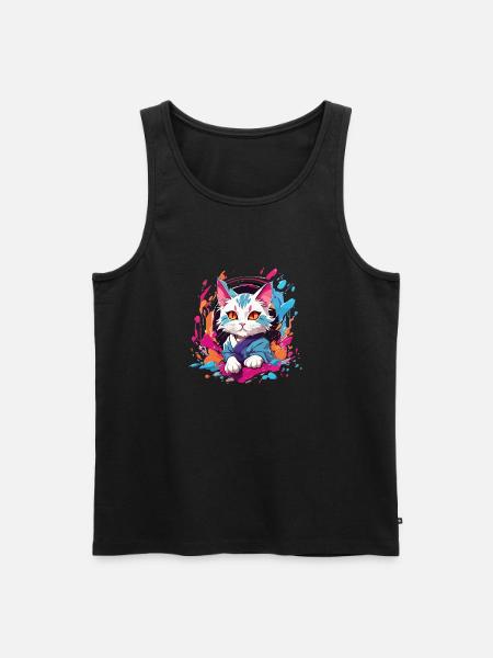 Bunte Katze - Männer Premium Bio Tank Top - Schwarz