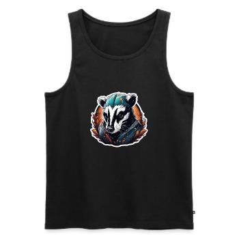 Dachs / Nagetier / Tier / Streifen / Wild - Männer Premium Bio Tank Top - Schwarz - Vorne - AI Model Male 178 light (178cm)