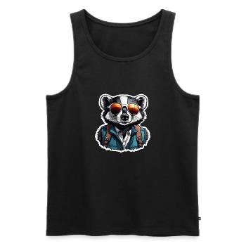 Dachs / Nagetier / Tier / Streifen / Wild - Männer Premium Bio Tank Top - Schwarz - Vorne - AI Model Male 178 light (178cm)