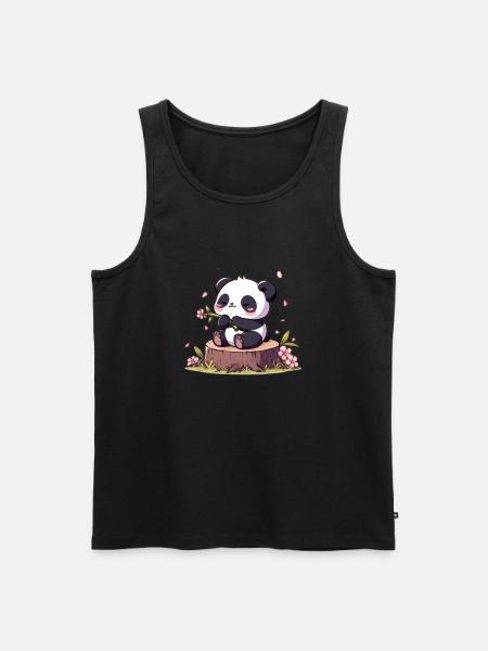 Panda on tree stump - Men's Premium Organic Tank Top - black