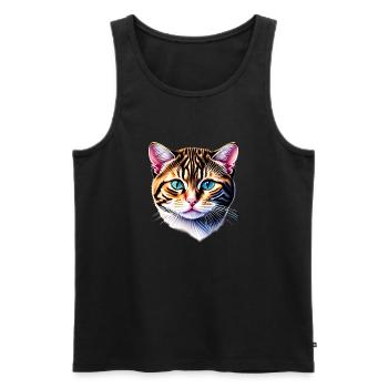Chat, chat siamois, chaton, chat domestique, propriétaire de chat - Débardeur bio Premium Homme - noir - Devant - AI Model Male 178 light (178cm)