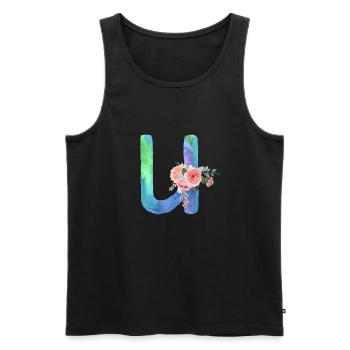 Lettre u watercolor - Débardeur bio Premium Homme - noir - Devant - AI Model Male 178 light (178cm)