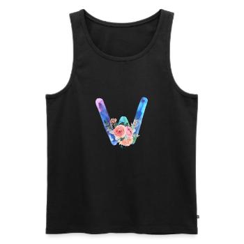 Letter w watercolor - Men's Premium Organic Tank Top - black - Front - AI Model Male 178 light (178cm)