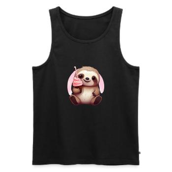 Süßes Baby Faultier isst ein Eis - Männer Premium Bio Tank Top - Schwarz - Vorne - Michal (187cm)