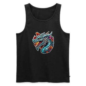 dragon asiatique - japon - chinois - Débardeur bio Premium Homme - noir - Devant - AI Model Male 178 light (178cm)